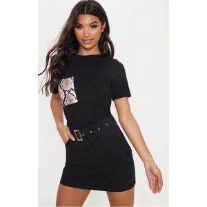 Black Snake Print Pocket T shirt